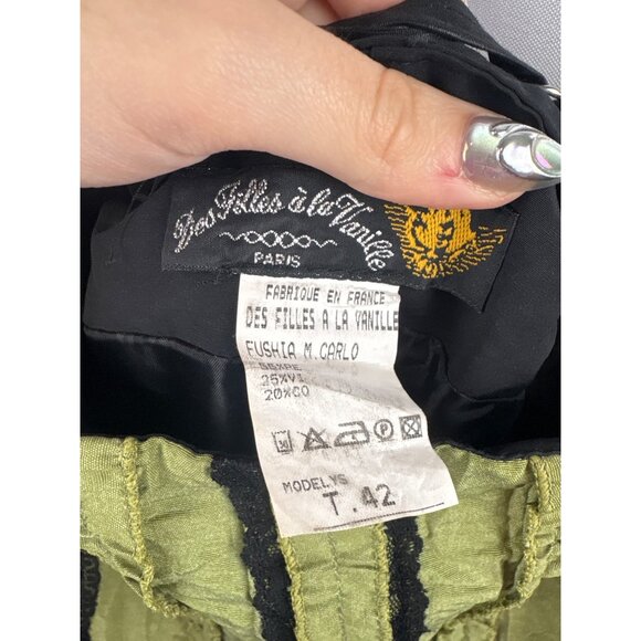 Women’s Des Filles à la Vanille Medium Green Mini Sleeveless Crinkle Dress with - Picture 5 of 5